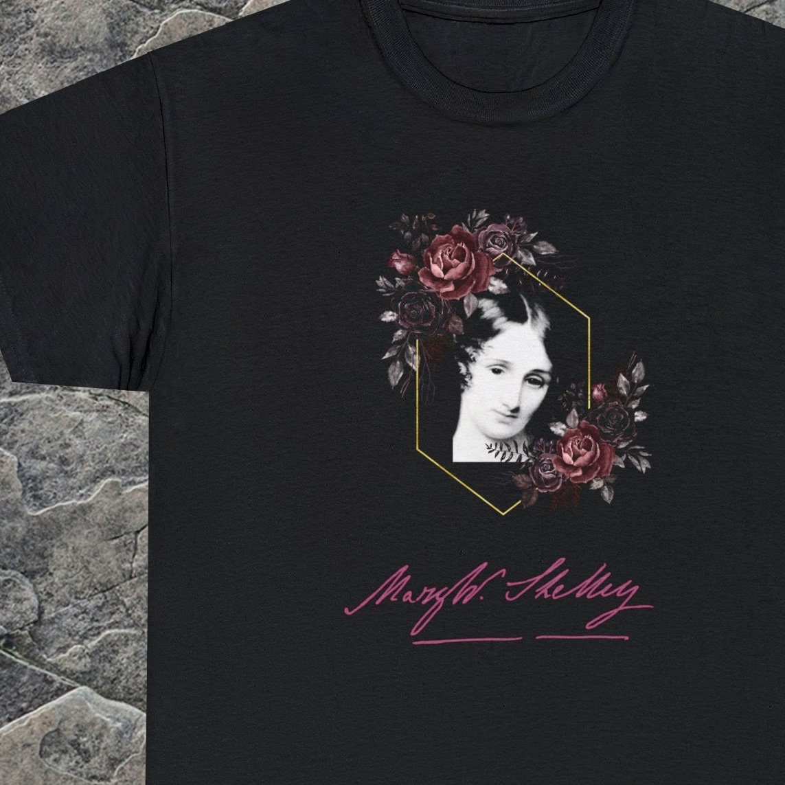 Women's T-Shirts [Out of Print] Mary Wollstonecraft Shelley / Frankenstein Scoop Neck Tee (Black) (Womens) Mary Shelley Frankenstein Shirt - Etsy