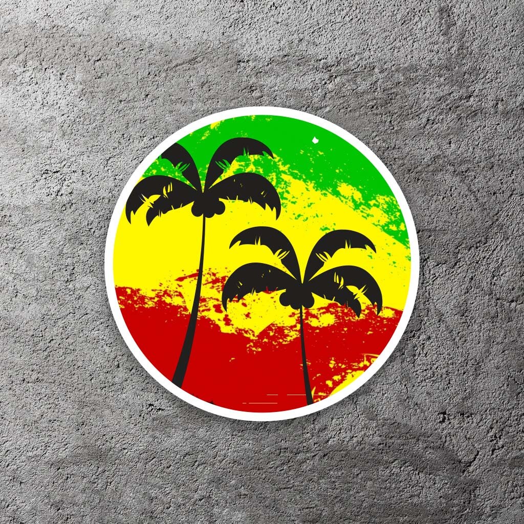 R Reggae Sticker Reggae Palm Trees Sticker 3.5