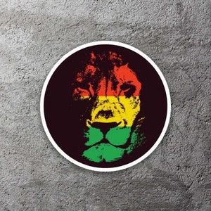 Reggae Lion Sticker 3.5&quot; Wide Includes - Two Stickers