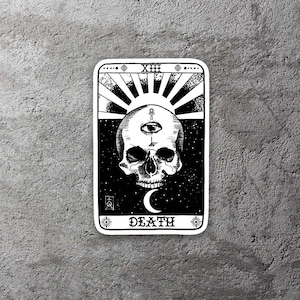 Pegatina de vinilo de la carta del Tarot de la Muerte de 3,5" de alto - Incluye dos pegatinas