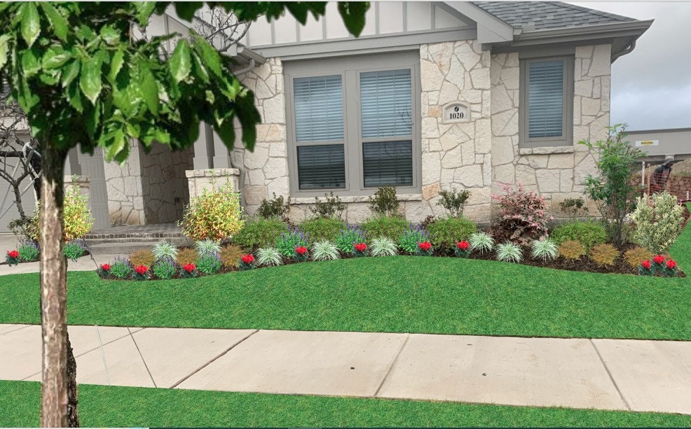 Zone 8 Landscape Design Front Yard Partial-full Sun Evergreen Yard - Etsy