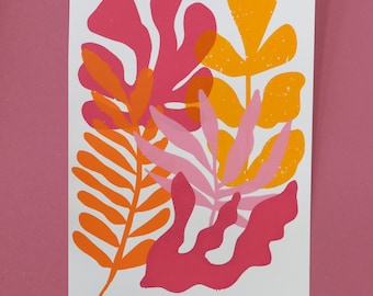 Abstract Botanical Screenprint A4