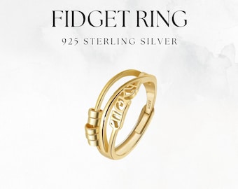 Sterling Silver Gold Plated Fidget Ring | Anxiety Relief