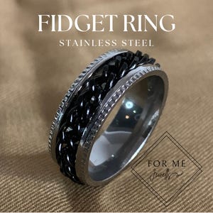 Anti Anxiety fidget ring, Adjustable Stainless Steel Ring, ADHD Chain Ring, Anti Stress, Spinner Ring, Gift for Her, Gift for Him, Unisex