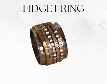 Titanium Steel Fidget Spinner Ring | Stress Relief, Unisex Comfort Jewelry