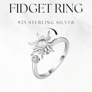 Sun Spinner Anti Anxiety Fidget Ring, ADHD Sun Spinner, Adjustable 925 Sterling Silver Ring, Fidget Ring For Women, Gift For Her