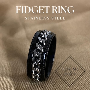 Anti Anxiety fidget ring, Adjustable Stainless Steel Ring, ADHD Bead Ring, Anti Stress, Spinner Ring, Gift for Her, Gift for Him, Unisex