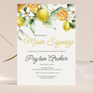 Main Squeeze 1 Bridal Shower Party Canva Invite - Digital Download