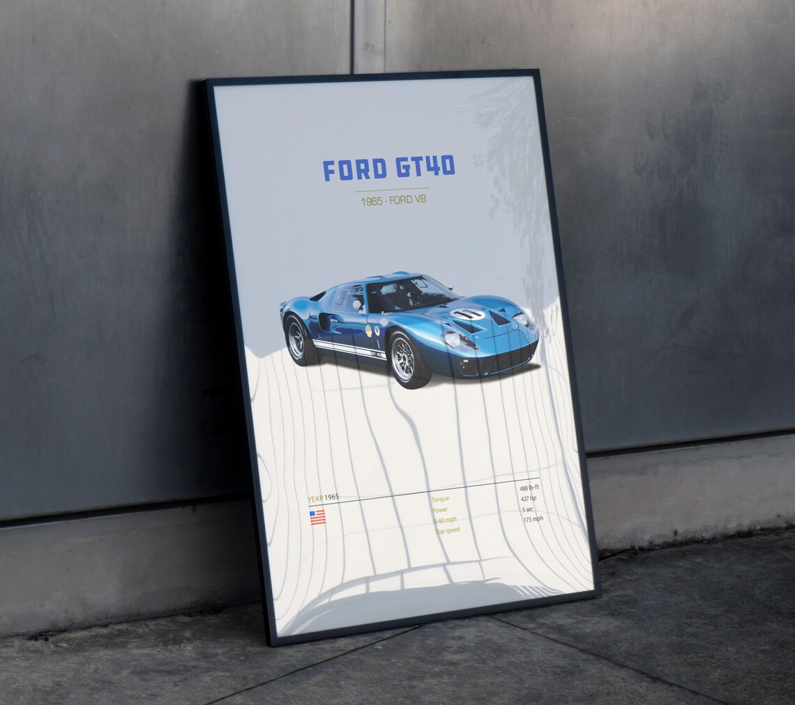 Ford GT40 Poster GT40 Poster Ford GT40 Ford GT40 Wall Art Vintage ...