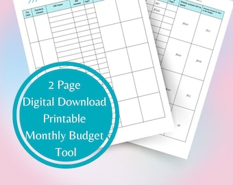 Monthly Budget Planner with Example, Personal Finance, Financial Planner, Budget Tool, Budget Planner, Monthly Planner, Money Planner