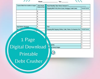 Debt Crusher, Personal Finance, Organizer, Financial Planning Tool, Organizer for Families, Finance Organizer, Debt Organizer