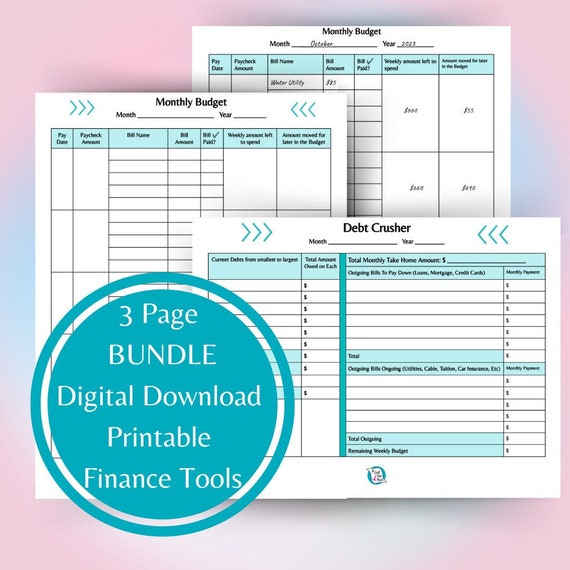 Finance BUNDLE, Budget Tool, Debt Crusher, Personal Finance