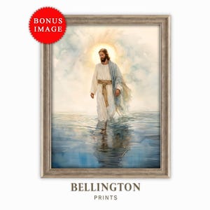 Jesus Christ Walking on Water Art: Religious Bible Verse Print (Digital Download)