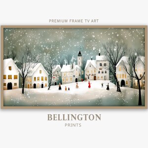 Christmas Village Samsung Frame Tv Art Snowy Scandi Scene Digital