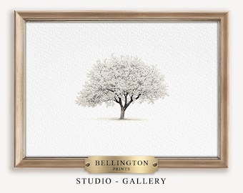 Minimalist Cherry Blossom Tree Art: Textured Sakura Print (Digital Download)