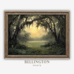 Live Oaks Oil Painting Wall Art Savannah Georgia, Printable Avenue of Oaks, Southern Spanish Moss Landscape, Cottagecore Live Oak