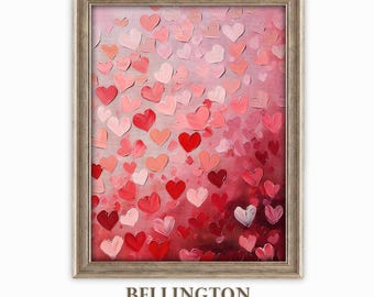 Arte de pared imprimible, impresión de pintura al óleo de corazón, decoración del hogar para el Día de San Valentín