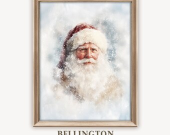 Vintage Santa Portrait: Rustic Christmas Wall Art (Digital Download Printable)