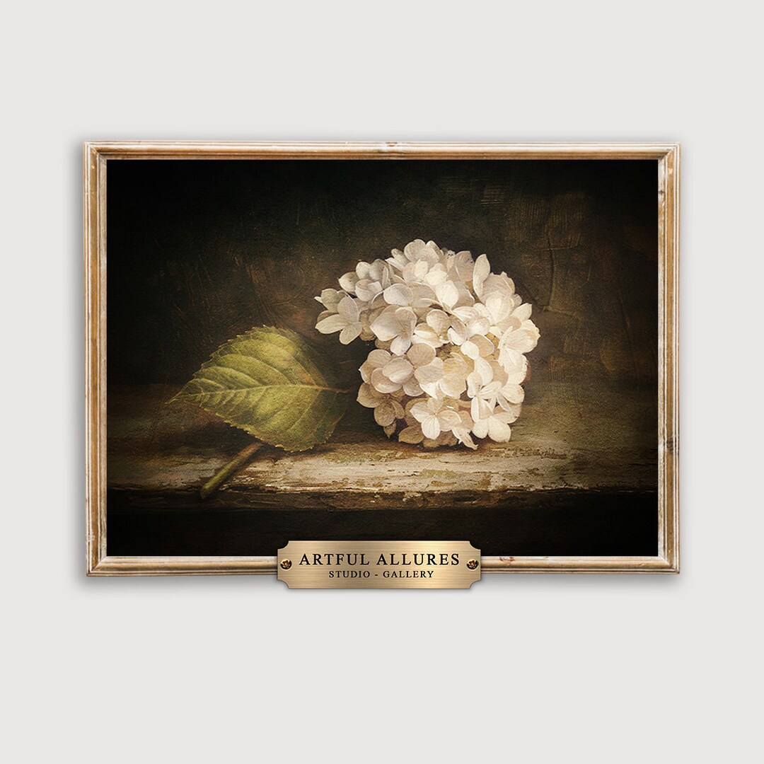 Hydrangea Vintage Painting Vintage Flower Print Dark Moody Antique ...