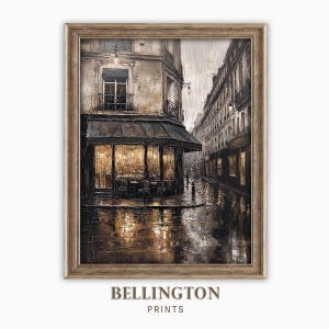 Paris Street Cafe Malerei regnerischen französischen Bistro-Wand-Dekor digitaler Download rustikale schwermütige Paris Kunst-moderner europäischer Druck Wohnzimmer PA270