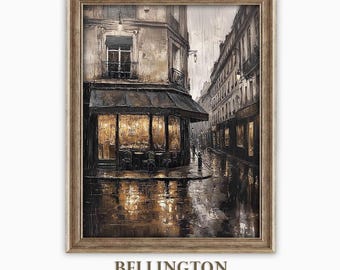 Rainy Paris Cafe Print: Vintage French Bistro Wall Art (Digital Download