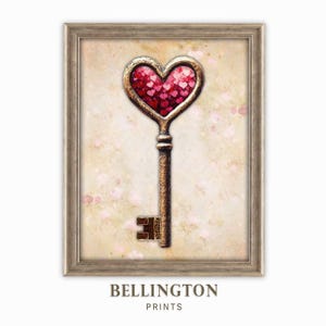 Vintage Heart Key Art: Valentine&#39;s Day Printable (Digital Download Printable)