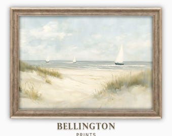 Coastal Sailboat Painting: Beach House Decor, Nautical Art (Digital Download)