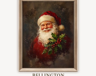 Vintage Santa Portrait: Rustic Christmas Wall Art (Digital Download Printable)