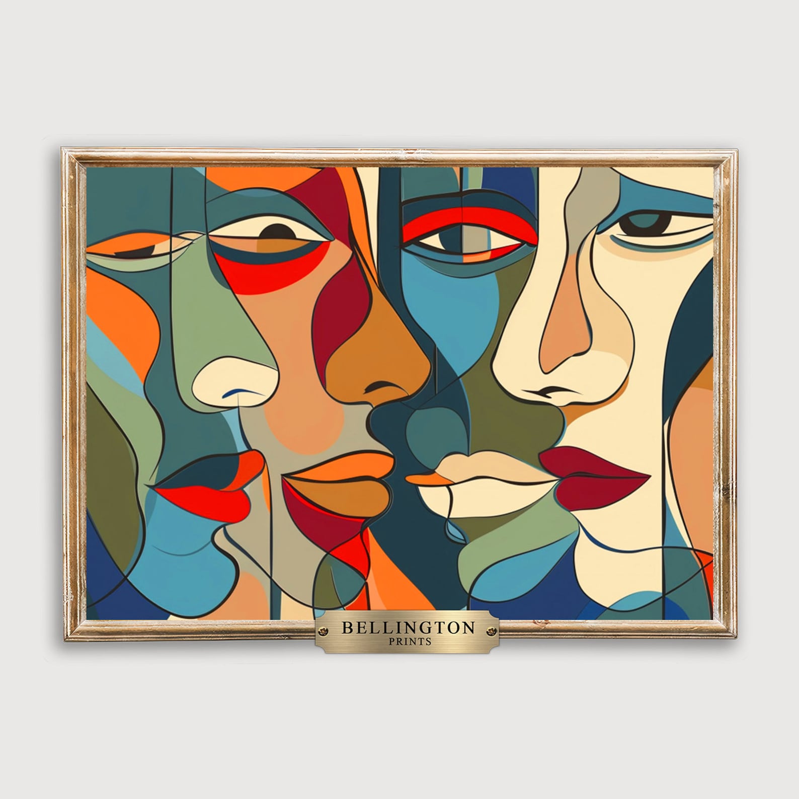 Printable Colorful Pablo Picasso Cubist Wall Art of People Faces Gift