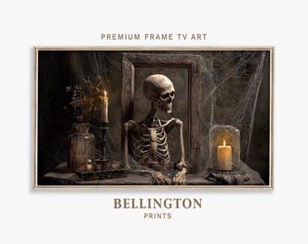 Spooky Skeleton Frame TV Art: Gothic Halloween Decor (Digital Download)
