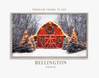 Weihnachts Scheune TV Kunst: Rustikale Bauernhaus Dekoration (Digitaler Download).