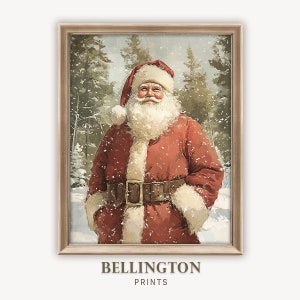 Vintage Santa Portrait Christmas Wall Art, Printable Christmas Santa Art, Christmas Decor, Rustic Seasonal Winter Christmas Art   PA112