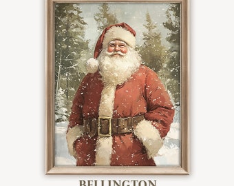 Vintage Santa Portrait: Rustic Christmas Wall Art (Digital Download Printable)