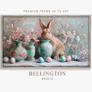 Easter Bunny Samsung Frame TV Art: Spring Floral (Digital Download)