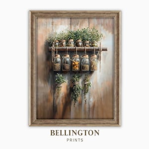 Druckbare rustikale getrocknete Kräuter Wand Kunst Bauernhaus Küche Dekor Landhausstil Botanische Illustration Kräuter Digital Download PrintPA236