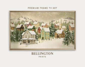 Weihnachtsdorf Ölgemälde, Samsung Frame TV Art (Digitaler Download)