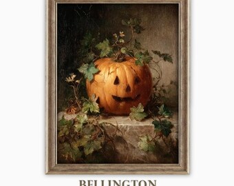 Impresión de calabaza de Halloween vintage: Arte digital de Jack-O-Lantern (Descarga digital imprimible)