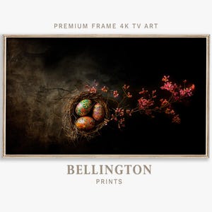 Easter Eggs Floral 4K Frame TV Art: Moody Farmhouse Decor (Digital Download)