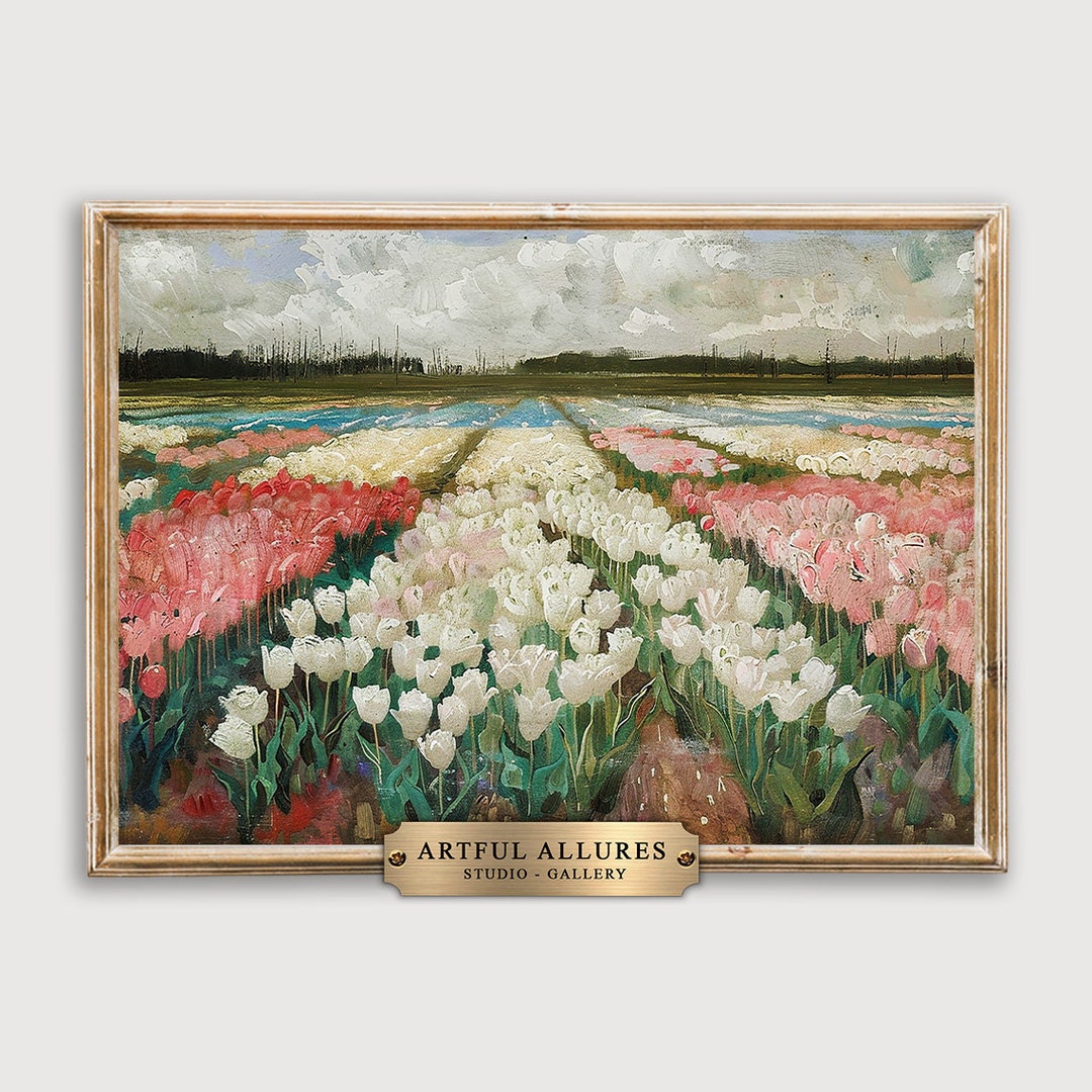 Tulip Field Painting: Amsterdam Flower Art Print (digital Download ...