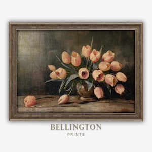 Vintage Tulip Still Life Print: Antique Floral Painting (Digital Download)