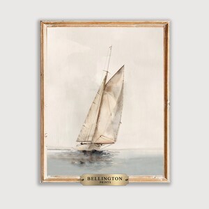 Vintage Sailboat Print: Coastal Nautical Art (Digital Download Printable)