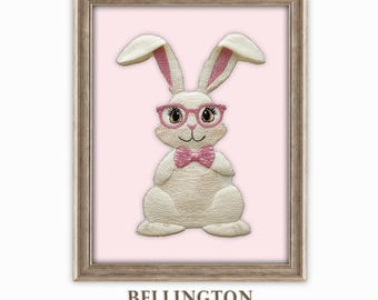 Osterhase mit rosa Gläsern: Osterhasen Print: Pastellfarbenes Kinderzimmer Wandbild (Digitaler Download)