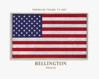 Vintage American Flag Frame TV Art: Patriotic 4th of July Wallpaper (Digital Download)