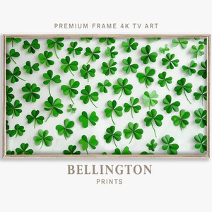 St Patricks Day Samsung Frame TV Art, Lucky Shamrock Art for Samsung Frame TV, Green Clover Painting, Spring Decor, Digital Download TV210