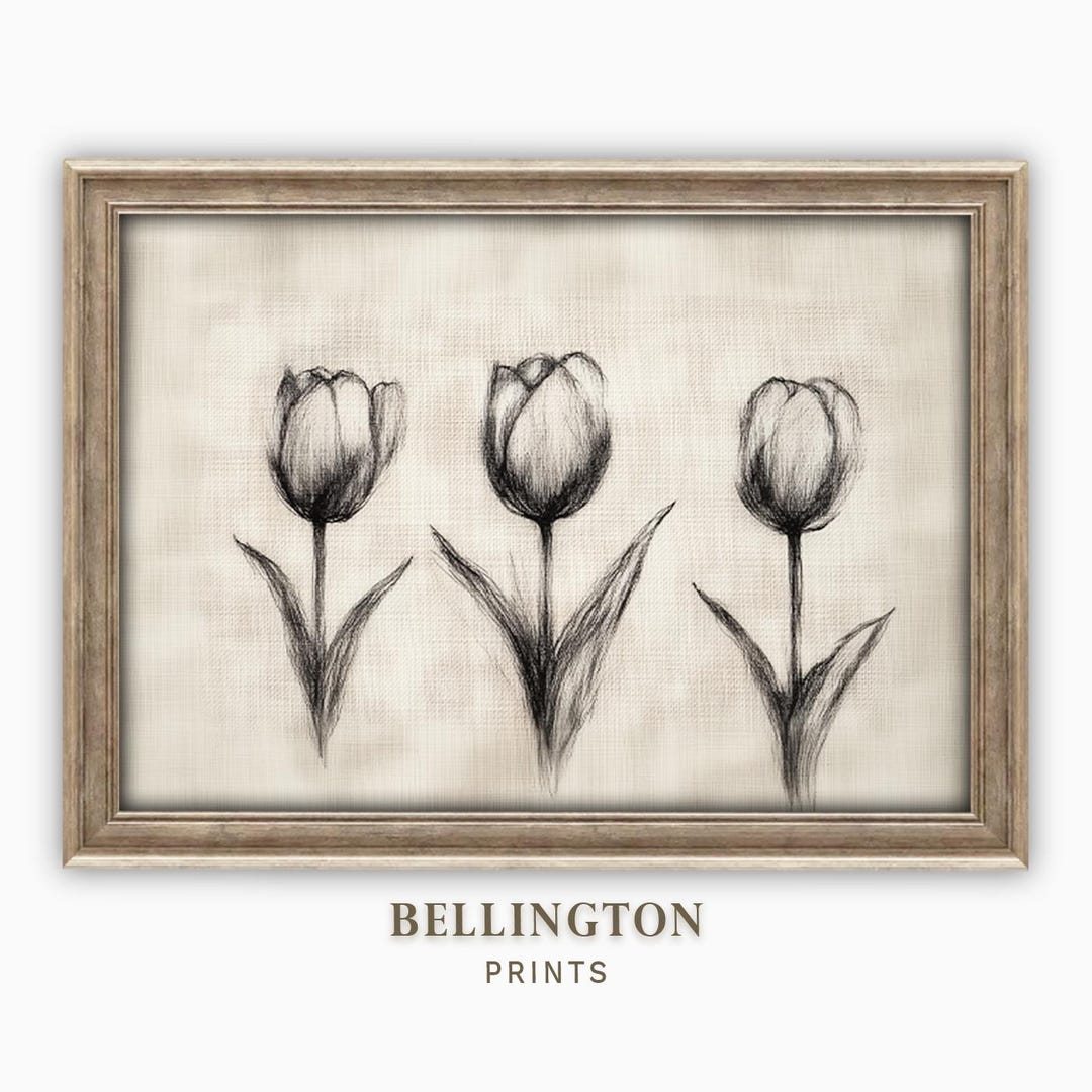 Tulip Line Art Print: Minimalist Floral Wall Decor (digital Download ...