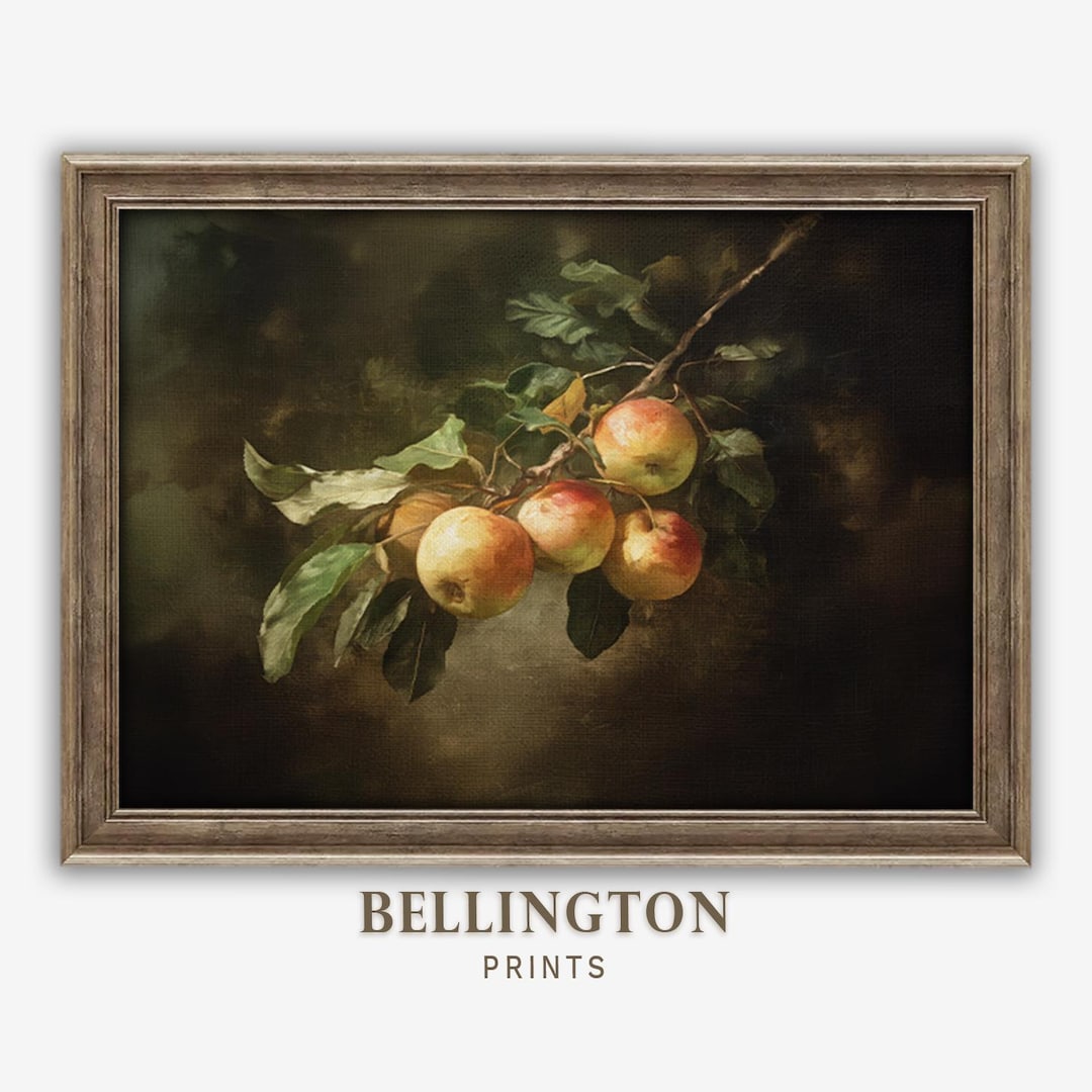Vintage Apple Still Life Painting: Rustic Farmhouse Kitchen Art ...