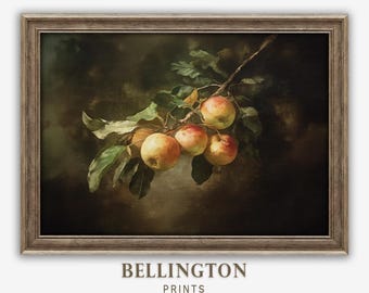 Vintage Apple Still Life Painting: Rustic Farmhouse Kitchen Art (Digital Download)