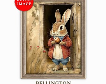 Vintage Easter Bunny Art Print: Rustic Nursery Decor (Digital Download)
