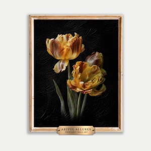 Tulips Still Life Oil Painting: Vintage Floral Art Print (Digital Download Printable)