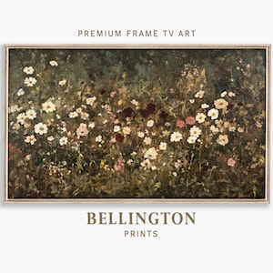 Vintage Wildflower Oil Painting: Rustic Floral Frame TV Art (Digital Download 4K JPG)